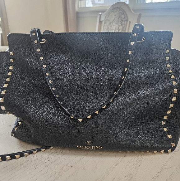 Valentino Garavani Black Tote with Platinum Studs - Picture 3 of 8